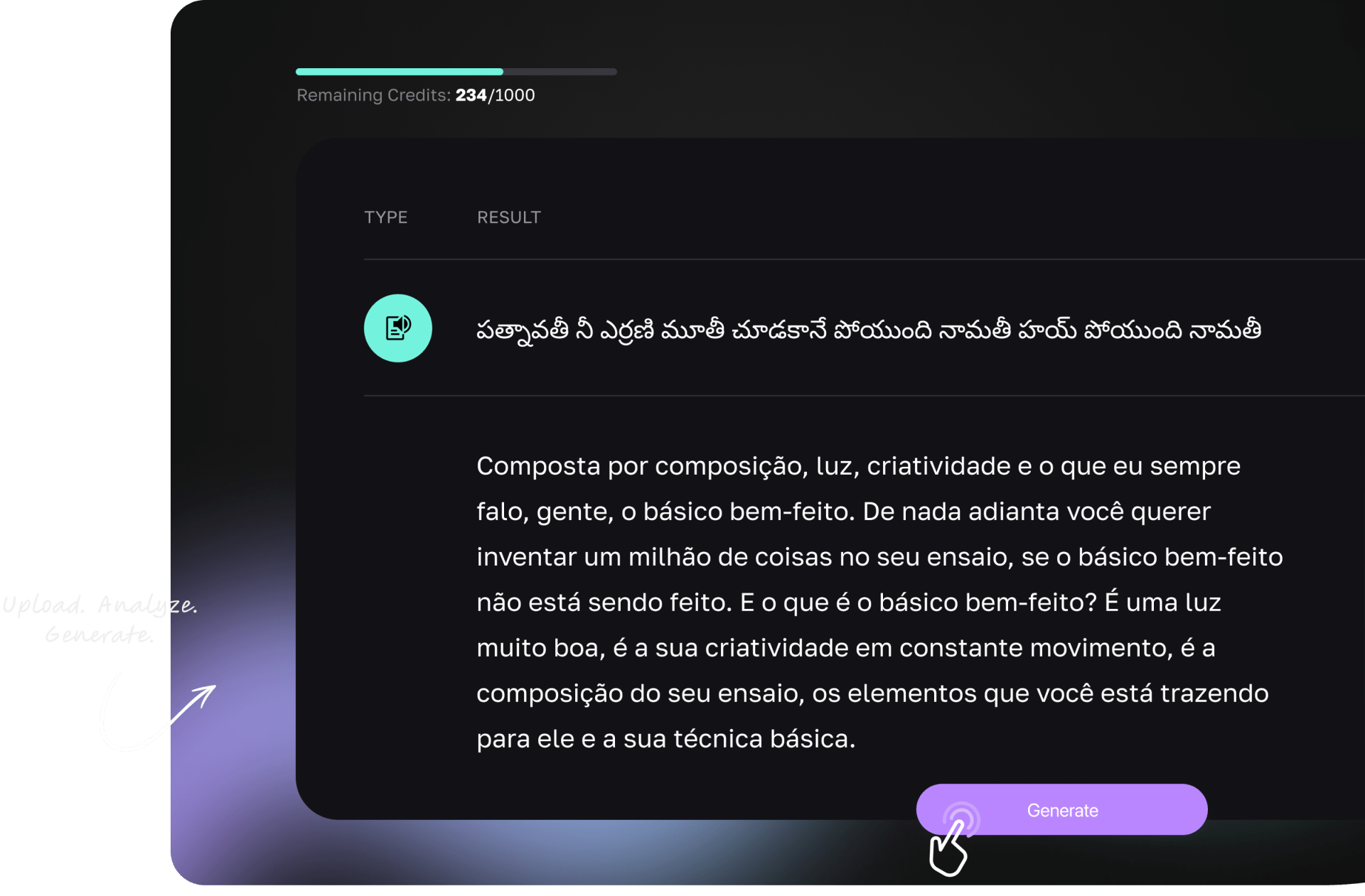 Write, Select Voice, Listen